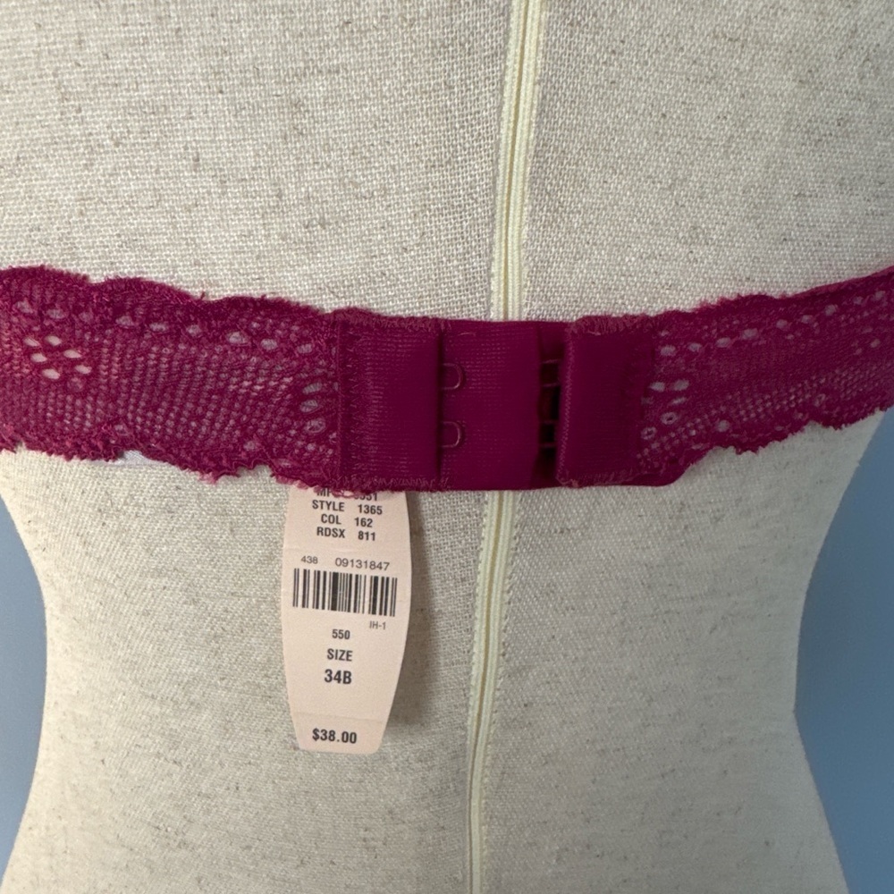 VS Dream Angels Sheer Burgundy Lace Demi Bra 34B NWT Y2K - Picture 3 of 6